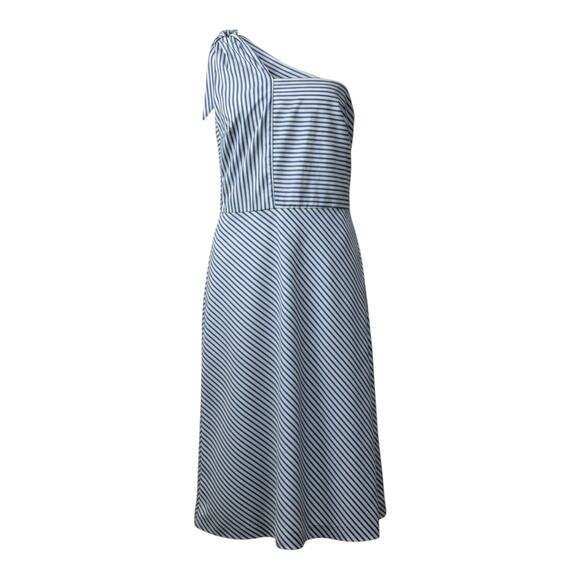 Banana Republic Dresses & Skirts - Banana Republic Blue and White striped cotton dress with one-shoulder knot detai